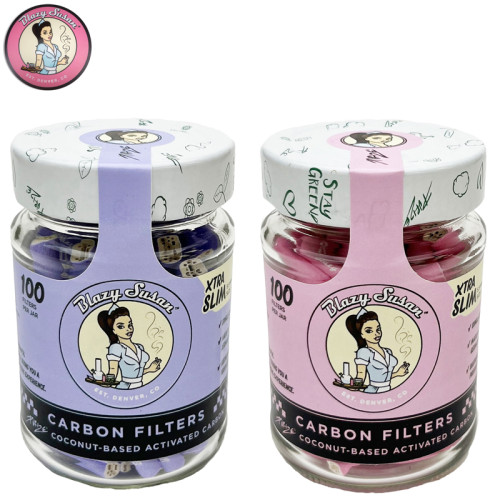 BLAZY SUSAN ACTIVATED CARBON FILTER TIPS EXTRA SLIM 100CT/JAR